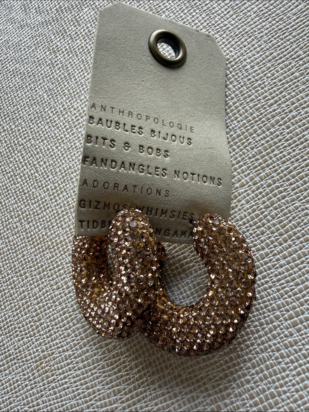 Anthropologie Champagne Crystal Hoop Earrings